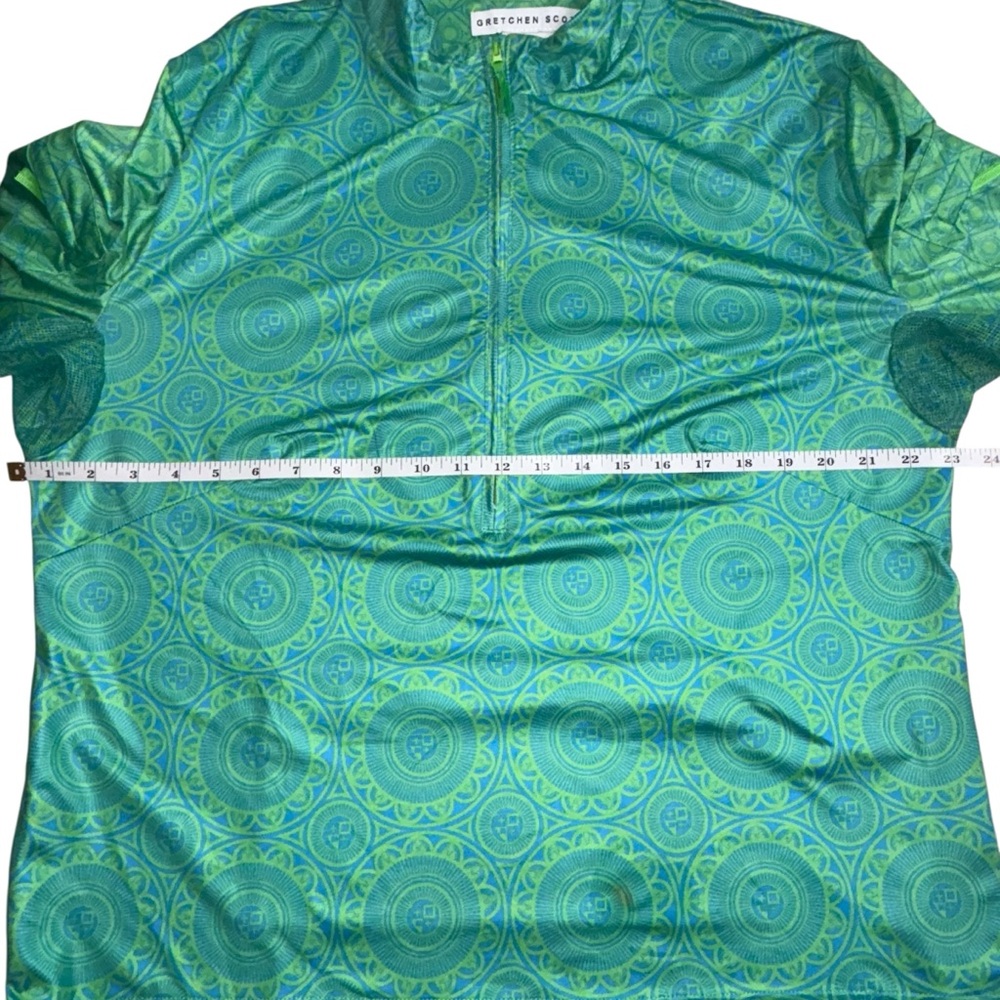 Gretchen Scott St Lawrence Half Zip Pullover Turq Kelly Medallion XL - Picture 12 of 16